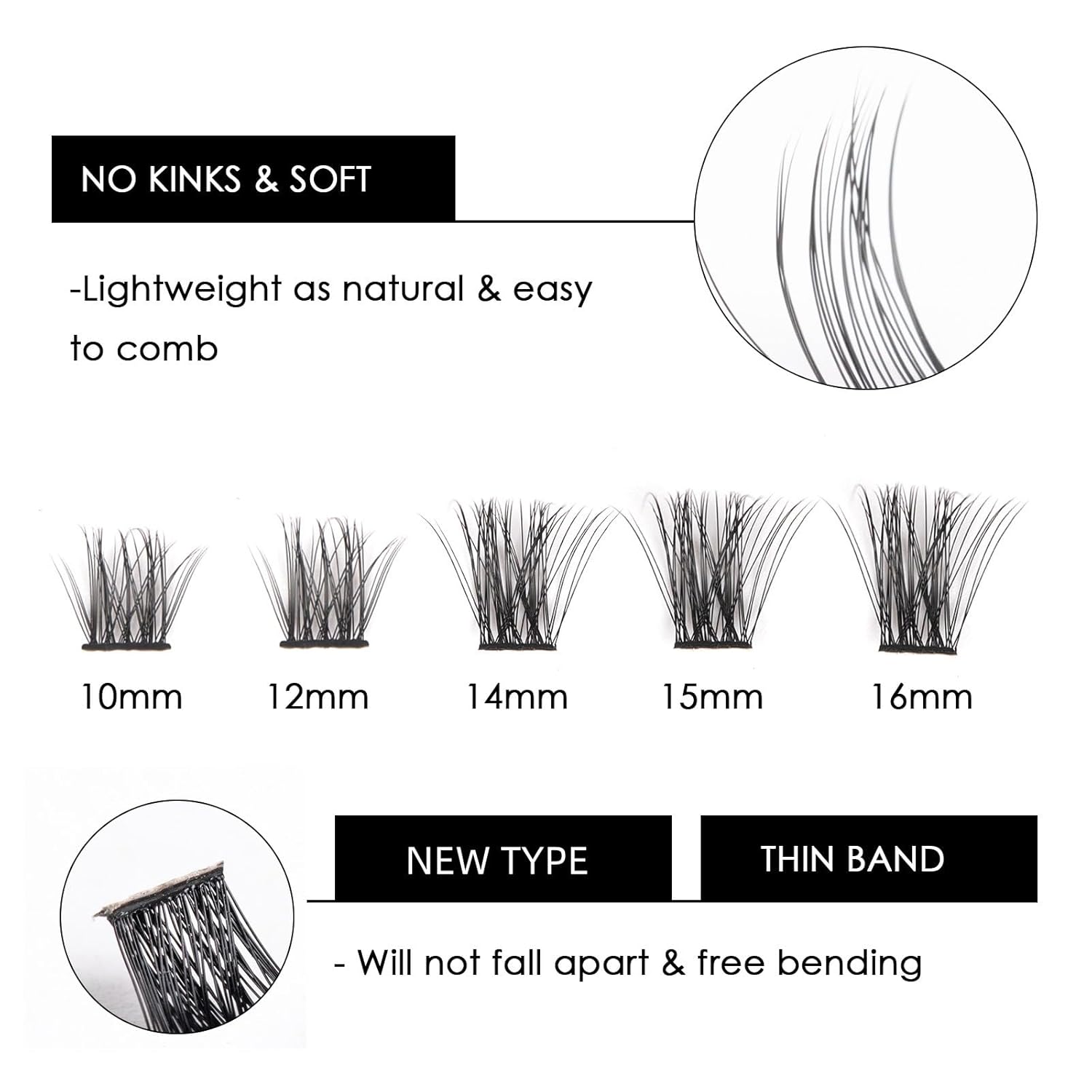 Cluster Lashes 72 Individual Lashes Clusters Eyelash Extensions False Eyelashes DIY Lash Extension Kit Reusable False Eyelashes Natural Look Mix 10-16mm C D Curl-DM06