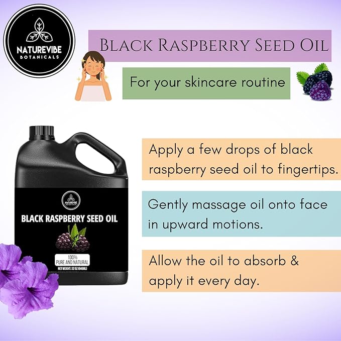 Naturevibe Botanicals Black Raspberry Oil 32 Ounces | 100% Pure and Natural | Great for Skin Care and Hair Care