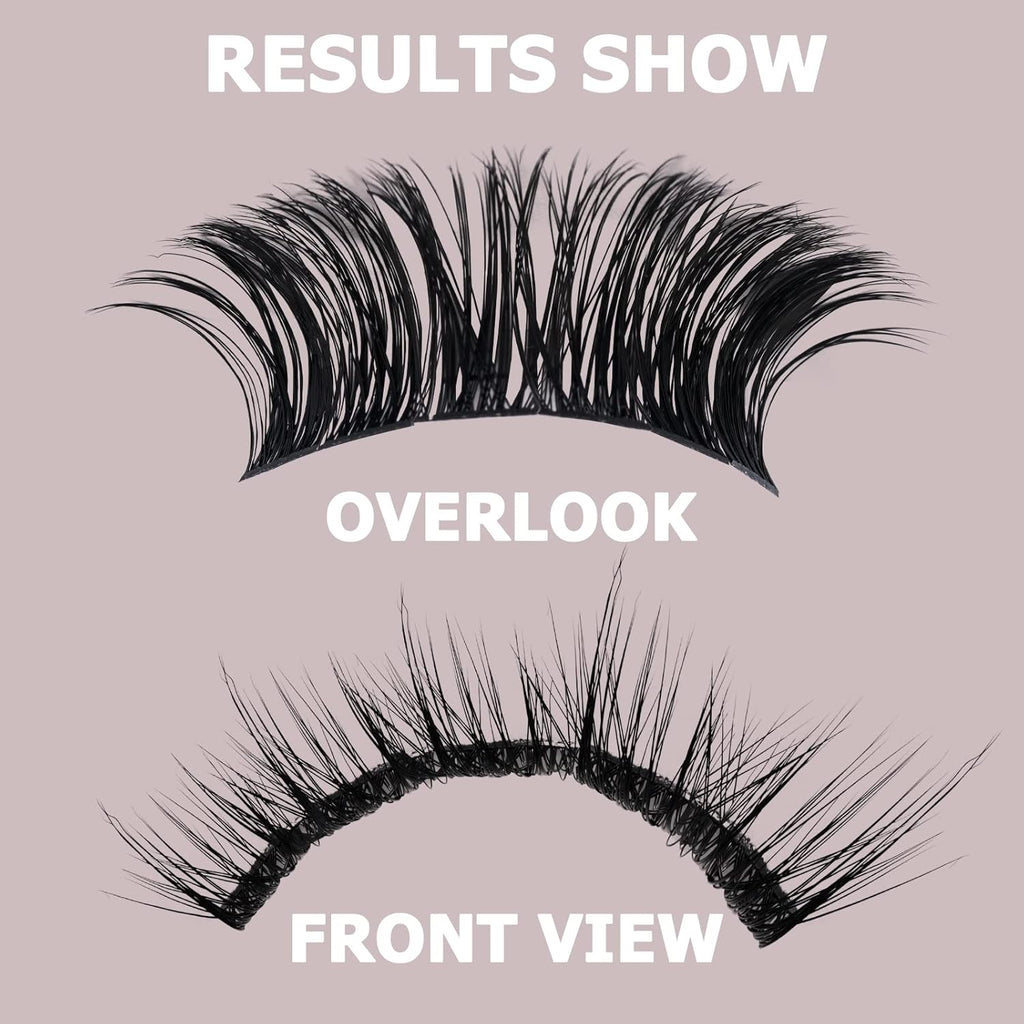 QUEWEL Cluster Lashes 72 Pcs Wide Stem Individual Lashes C/D Curl 8-16mm Length DIY Eyelash Extension False Eyelashes Soft for Personal Makeup Use at Home (natural03-D-MIX8-16)