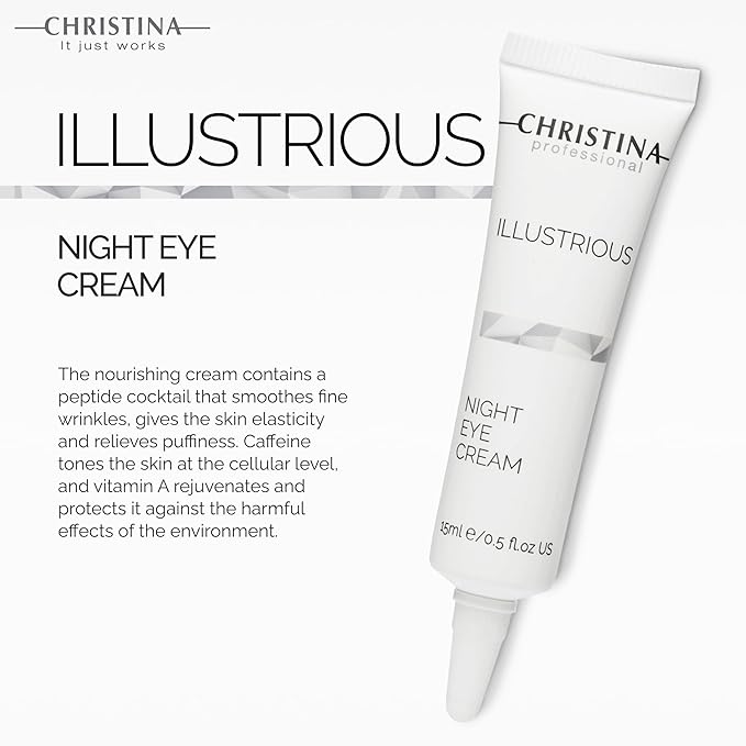 '-CHRISTINA- Illustrious Night Eye Cream with Retinol and Vitamin C | Under Eye Cream Revitalizes, Brightens, Nourishes the Skin | Night Cream for All Skin Types 15ml