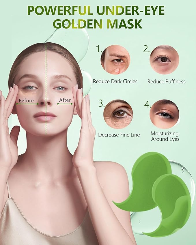 120 Pcs Chlorella Eye Patches,Collagen Under Eye Mask for Puffy Eyes & Dark Circles, Combat Fine Lines and Wrinkles,Non-Irritating Under Eye Patches