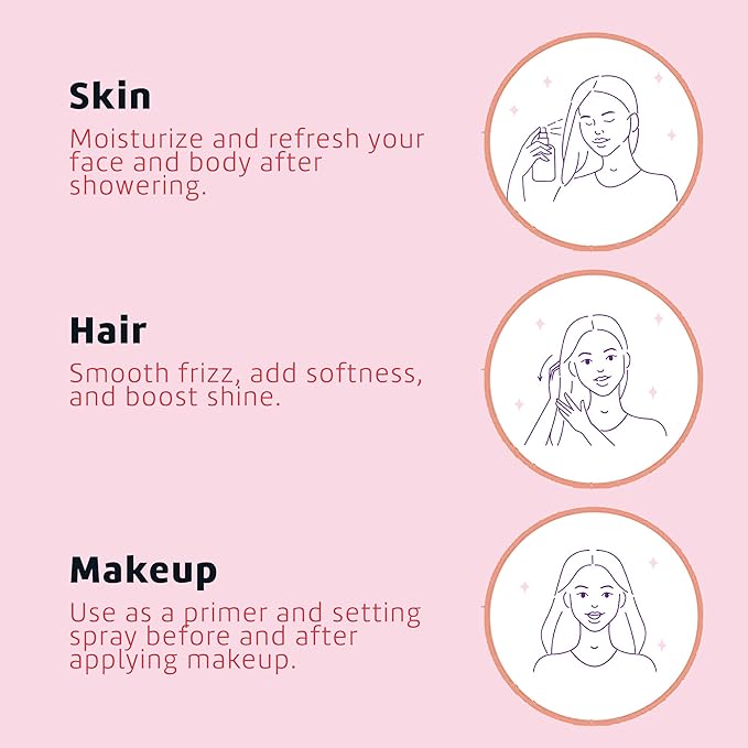 De La Cruz Rose Water and Glycerin Spray for Face - Rosewater Facial Toner and Moisturizer Mist for Skin and Hair 8 fl oz (236 mL)