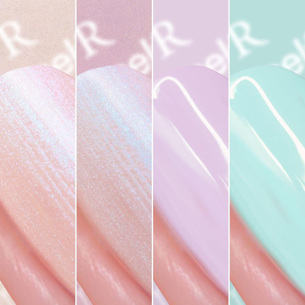 Nails Inc The Glow Story Nail Polish Set, Hyaluronic Acid, Glossy, No Chip, Long Lasting, Quick Dry, Air Dry, Professional Manicures & Pedicures, Fingernails & Toenails, Vegan Nail Polish, 4 Piece Set