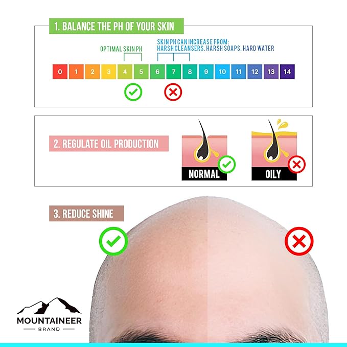 Mountaineer Brand Natural Anti Shine for Bald Head with Fresh & Natural Scent | Shine Reducer | PH Balancing Toner for Bald Head Oil Control | Made in West Virginia | Balance | 4oz