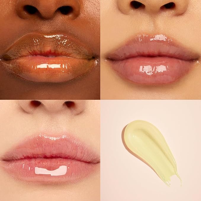 Lip Glowy Balm Vanilla: Lightweight Hydrating Lip Gloss, Instant Moisture Repair, Tahitian Vanilla Scent, Infused with Shea Butter, Monoi Flower & Sunflower Oil