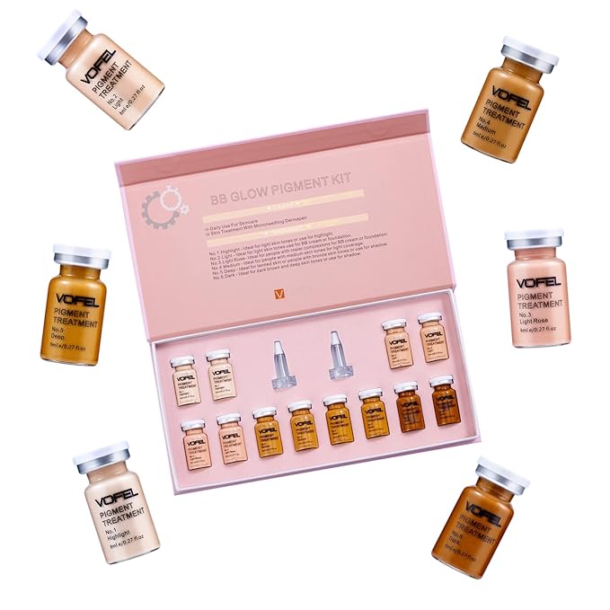 BB Glow Starter Kit BB Glow Pigment for Microneedling Serum Foundation Skin Treatment Kit 0.27oz 12 Vials