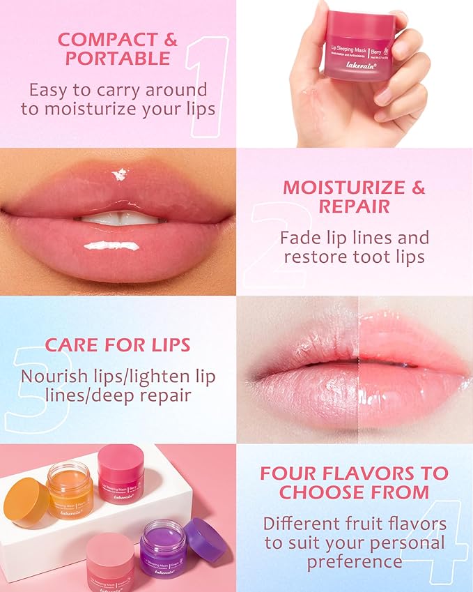 Sleeping Lip Mask, Overnight Hydrating & Prevention Dry and Cracked Lips Scrubs Exfoliator & Moisturizer, Ultra-Nourishing Lip Sleeping Mask with Wand, Lips Care Therapy Treatment for Women-02#Berry