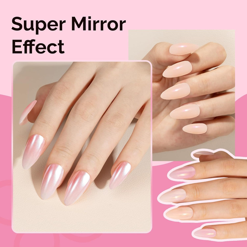 MelodySusie 4Pcs Chrome Nail Powder for Gel Nails, Aurora Fine Glitter Powder Mirror Effect Pigment Pearlescent Mermaid Pigment Pearl Glitter for Home DIY Salon Use