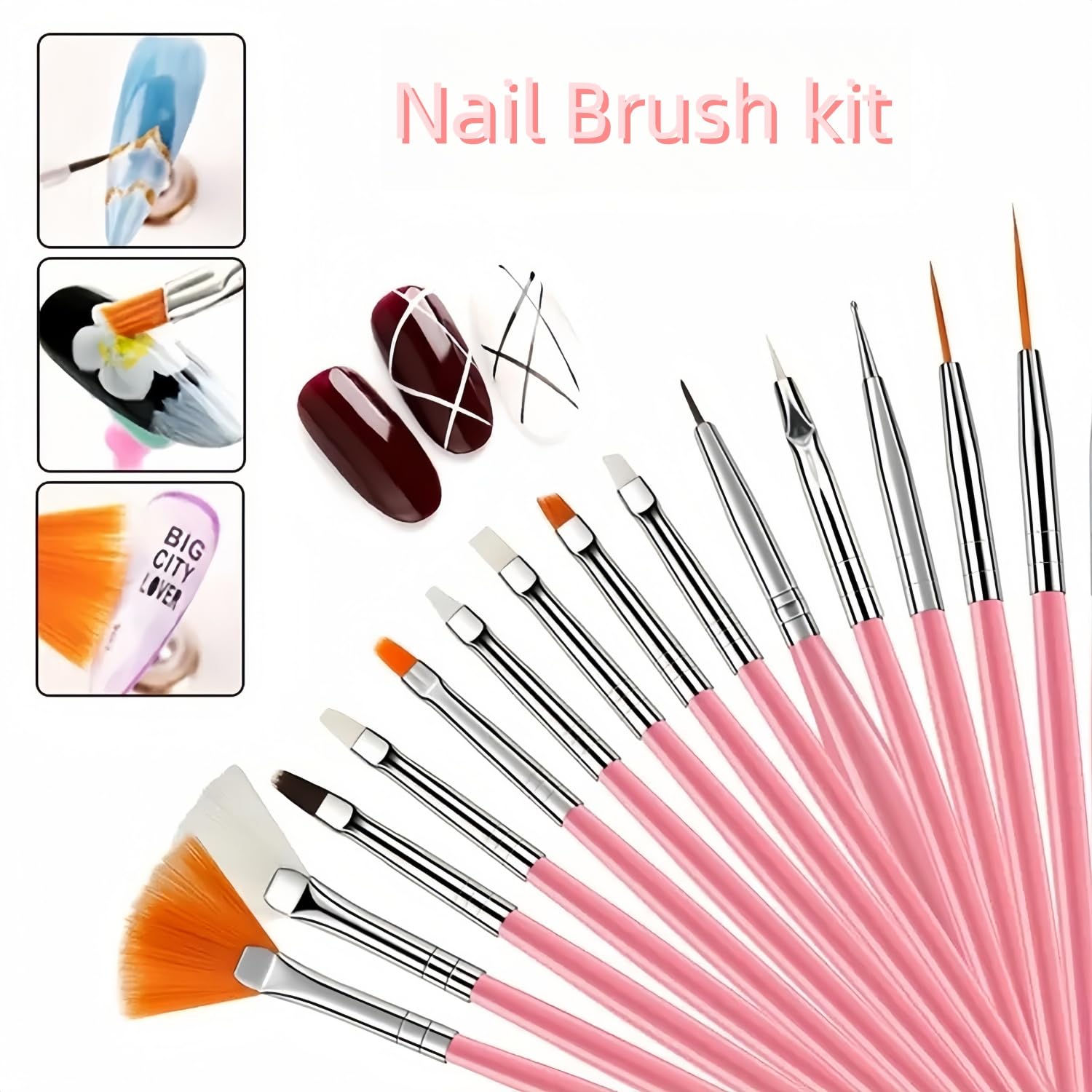 Nail Art Tools Set – 15 Nail Art Brushes + 5 Dotting Pens with Nail Stand Holder – Professional Nail Design Kit for DIY Manicure & Salon Use