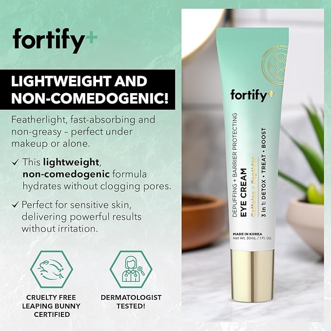 Fortify 9-in-1 Natural Skincare Eye Cream - Anti-Aging & Dark Circle Corrector, Dermatologist Tested - 30ML (Pack of 2)