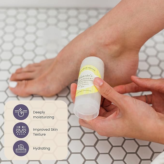 Victoria's Lavender Ultra Rich Foot Balm for Dry Cracked Feet - Cracked Heel Repair, Foot Softener, & Moisturizer with Lavender & Tea Tree Oil, Dry Feet Treatment & Foot Care for Men & Women - 2.5 oz