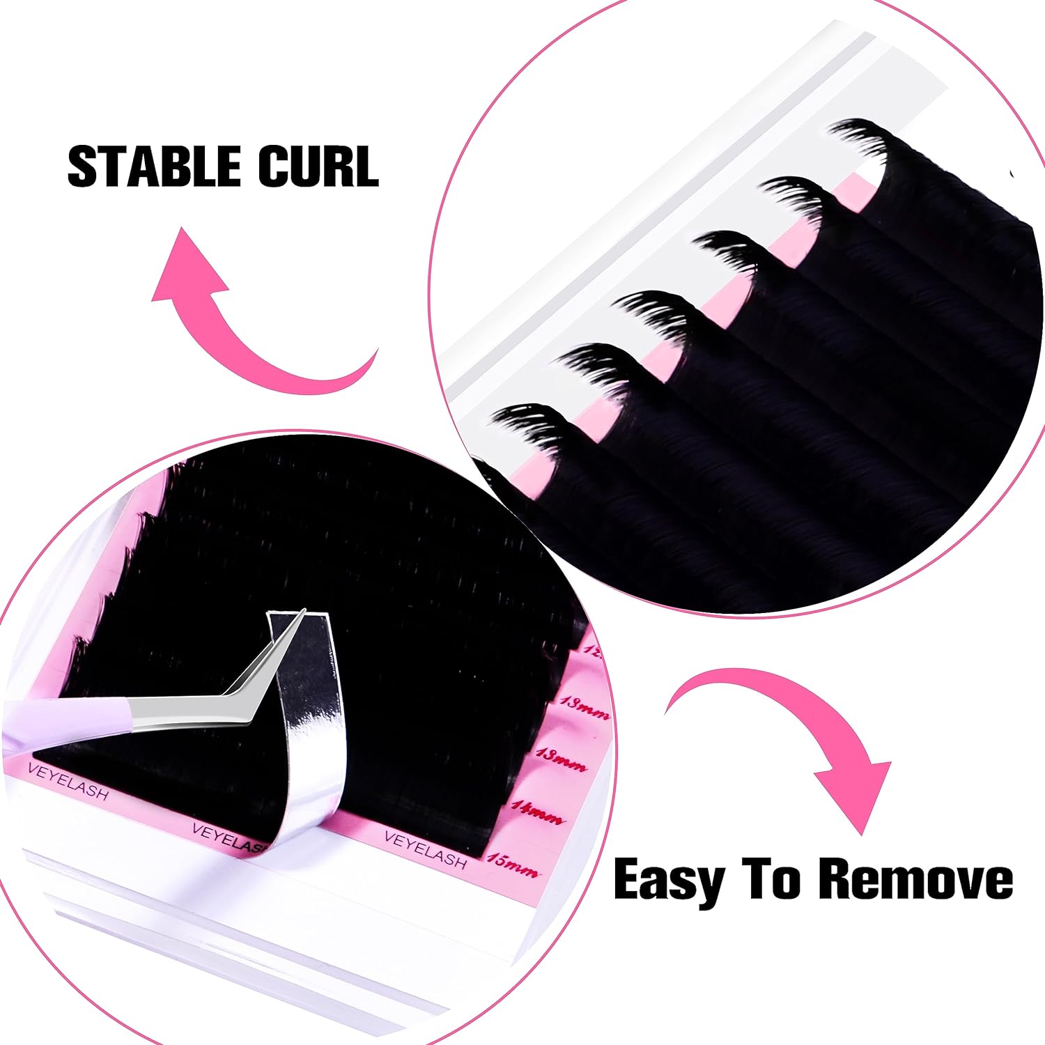 VEYES INC Cashmere Smart Fan Lash Extensions 0.03 0.05 0.07 C/CC/D Curl 8-20mm Mixed & Single Length, Super Matte Black Volume Lashes, Professional Supplies for Lash Techs (0.07 D 14mm)