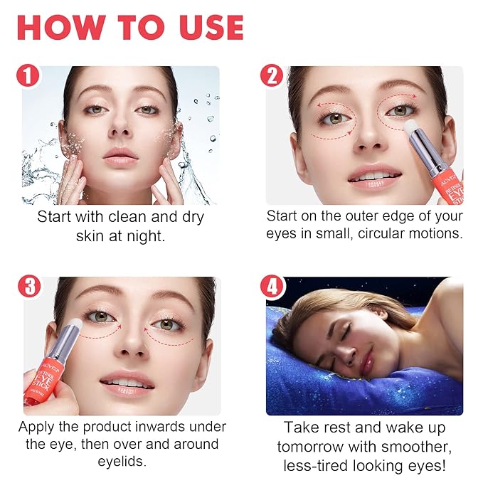 Retinol Eye Stick, Retinol Eye Cream, Under Eye Brightener Stick for Dark Circles, Eye Cream Anti Aging, Eyes Treatment Products for Fine Lines, Bags, Wrinkles, Puffiness 0.1oz(3g)