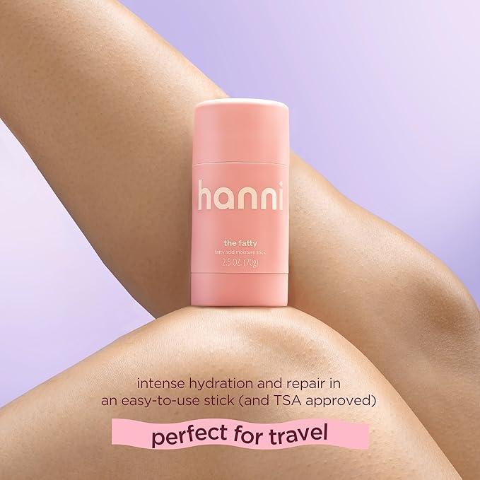 HANNI Fatty Body Moisturizer Stick with Fatty Acids, Travel Size Friendly Solid Lotion for Plumping and Hydration, Fragrance-Free and Safe for Sensitive Skin, 2.5 oz