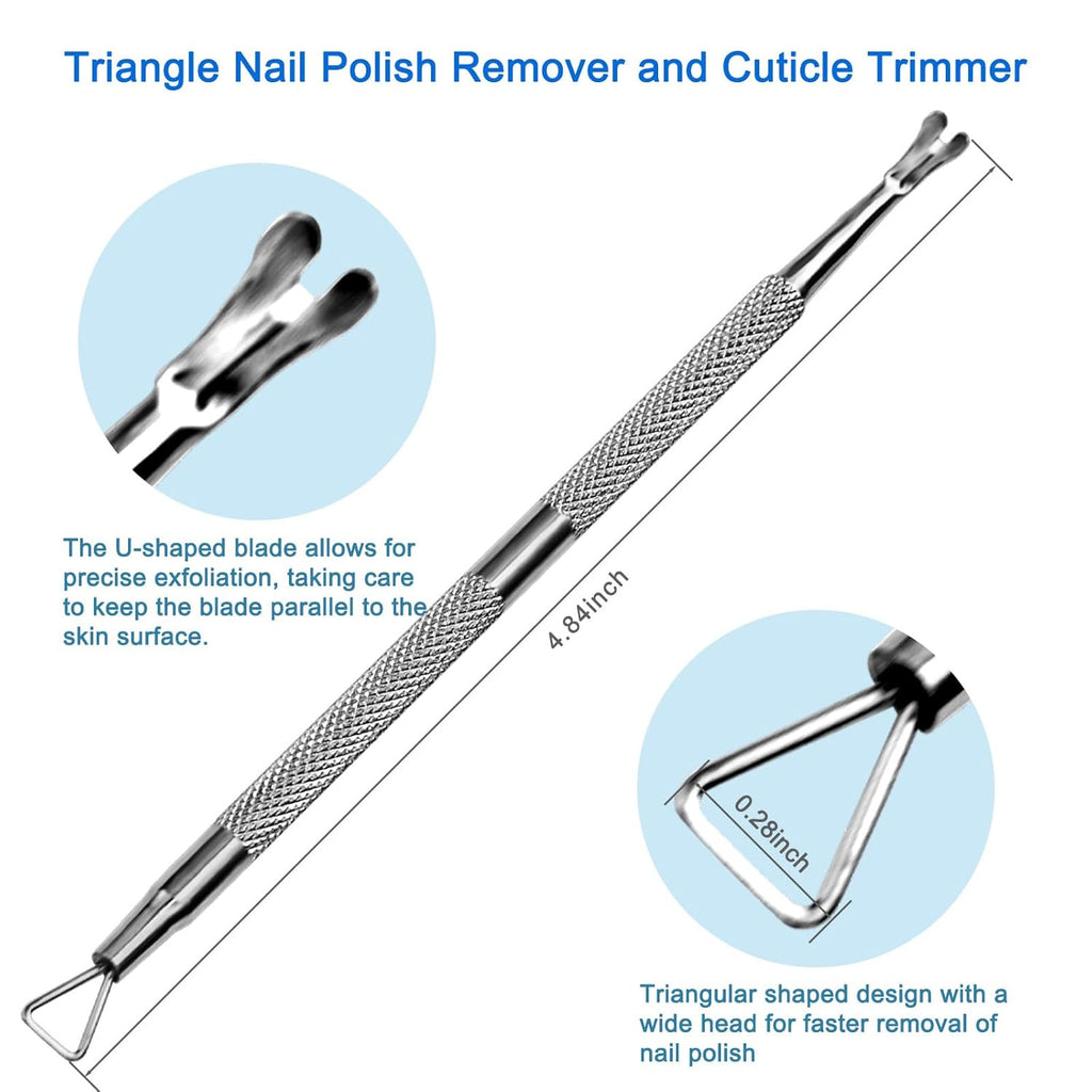 Premium Stainless Steel Manicure Tools 2-Piece Set, Upgraded Cuticle Pusher & Nail Lifter, Cuticle Trimmer & Gel Nail Polish Remove Tool, Home & Salon, For Women