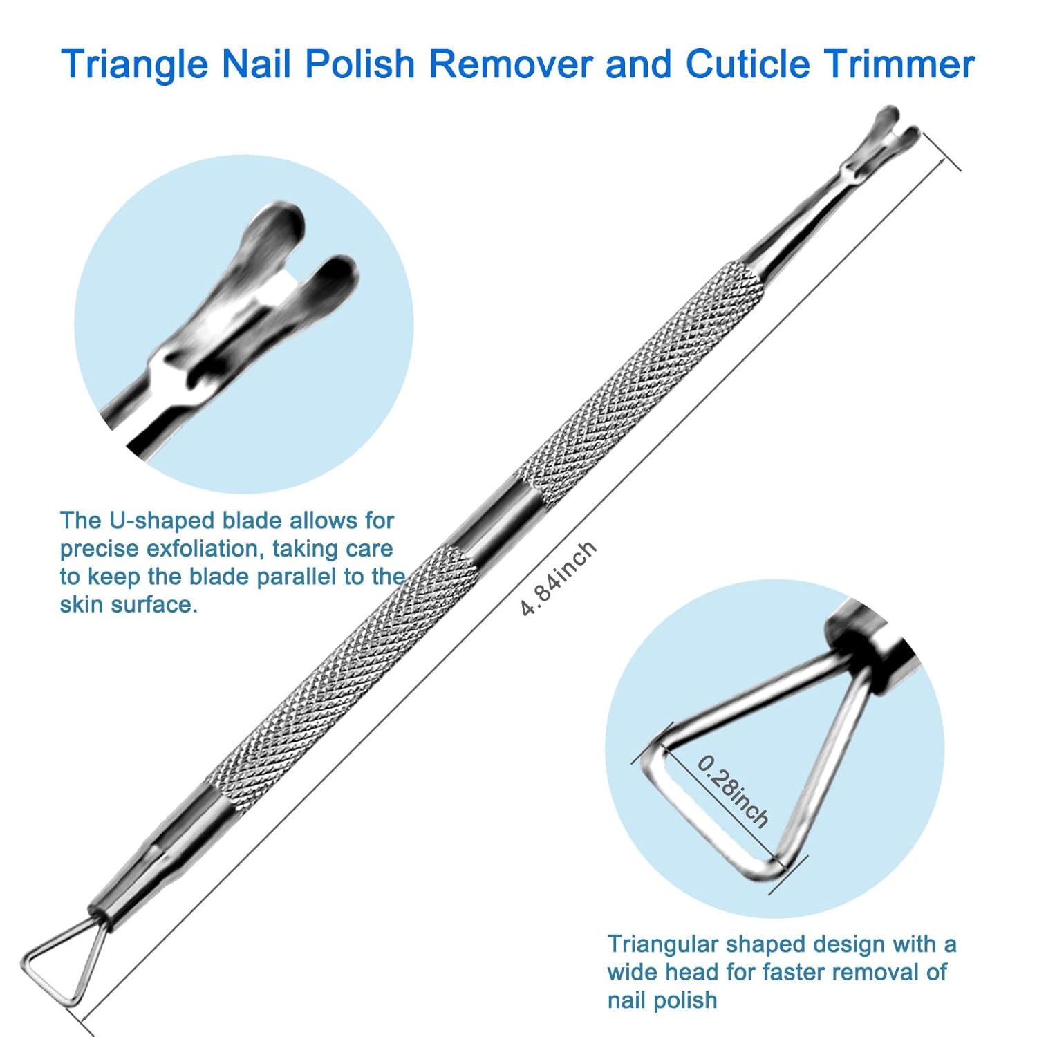 Premium Stainless Steel Manicure Tools 2-Piece Set, Upgraded Cuticle Pusher & Nail Lifter, Cuticle Trimmer & Gel Nail Polish Remove Tool, Home & Salon, For Women