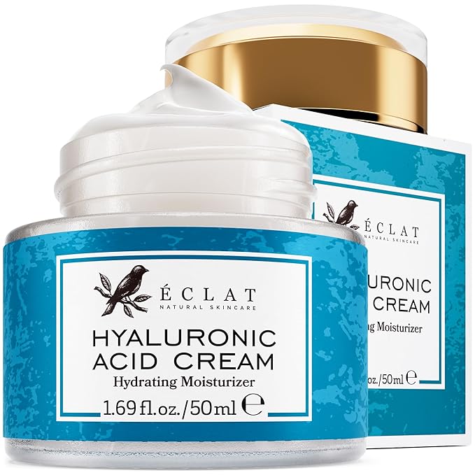 Eclat Skincare Hyaluronic Acid Moisturizer – Anti Aging Face Cream with Vitamin C, Hydrating Facial Moisturizer for Women & Men - Anti Wrinkle Day & Night Cream - Hyaluronic Acid Face Lotion 1.7 fl oz