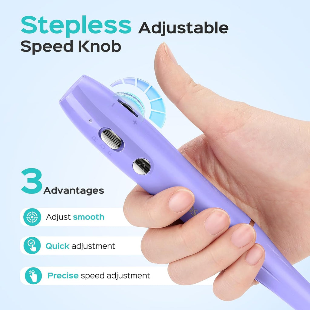COSLUS Cordless Electric Nail Drill File: Nail Drill Machine with Stepless Speed Knob for Acrylic Gel Dip Powder Polish, Professional Portable Manicure Pedicure Rechargeable for Home Salon Use Purple