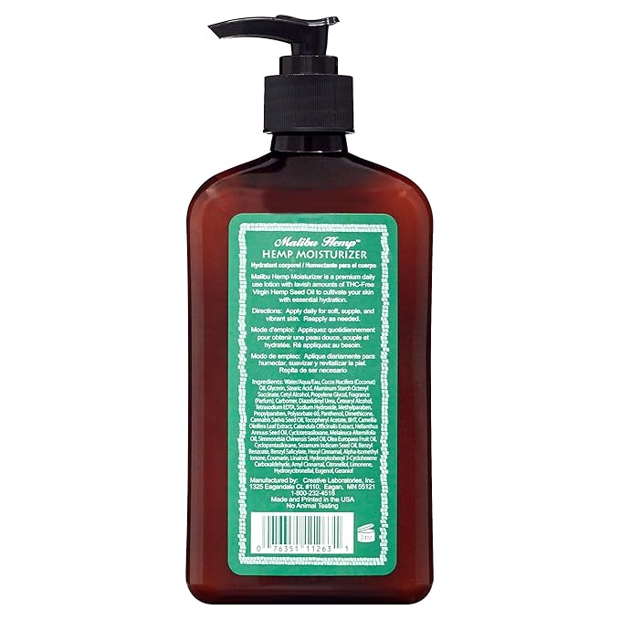 Malibu Tan Body Lotion for Dry Skin HEMP Moisturizer, 18 fl oz - NEW