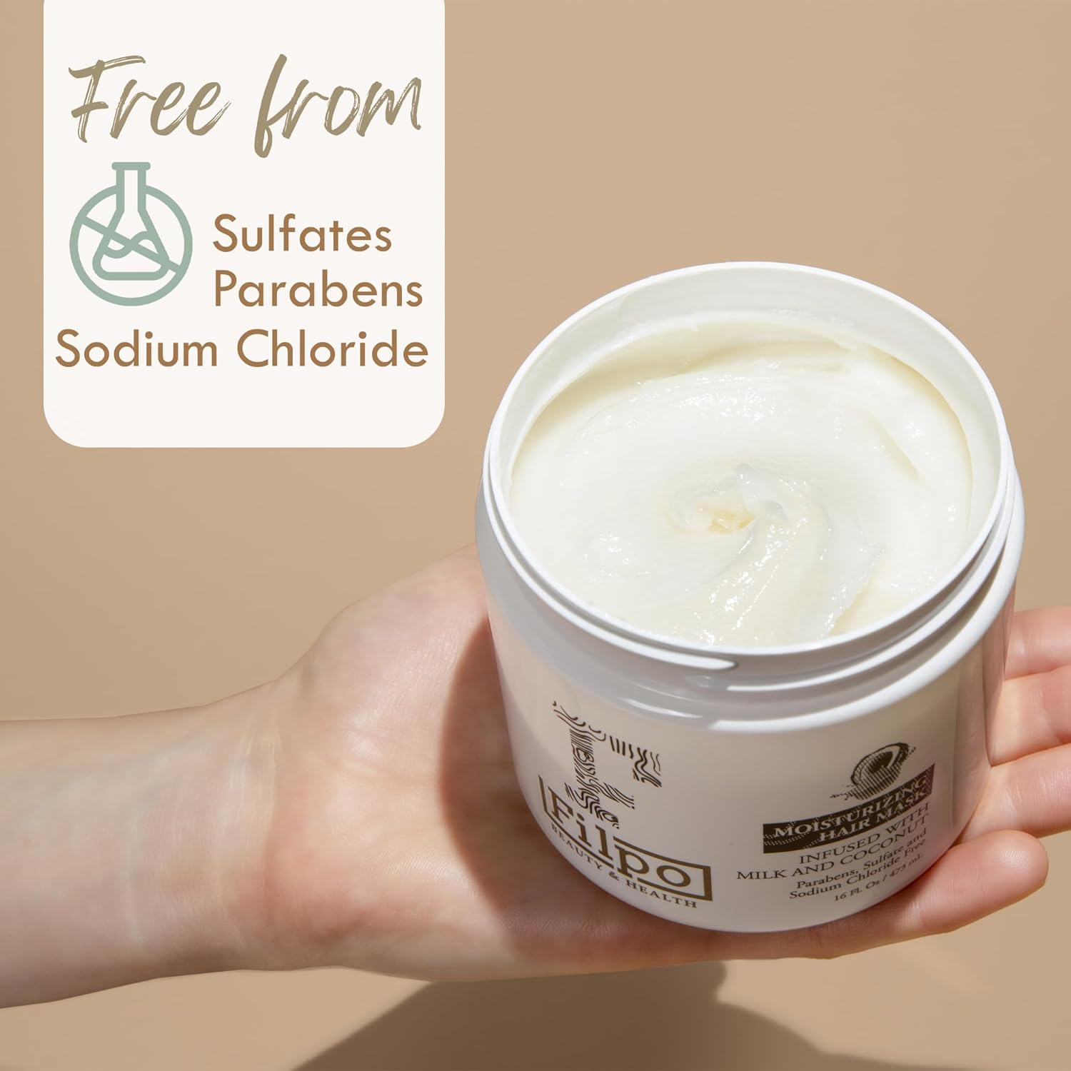 FILPO Coconut Milk Hair Mask - Deep Conditioning with Coconut Oil and Argan Oil for Dry, Damaged, Curly Hair Growth & Sulfate Free Hair Care