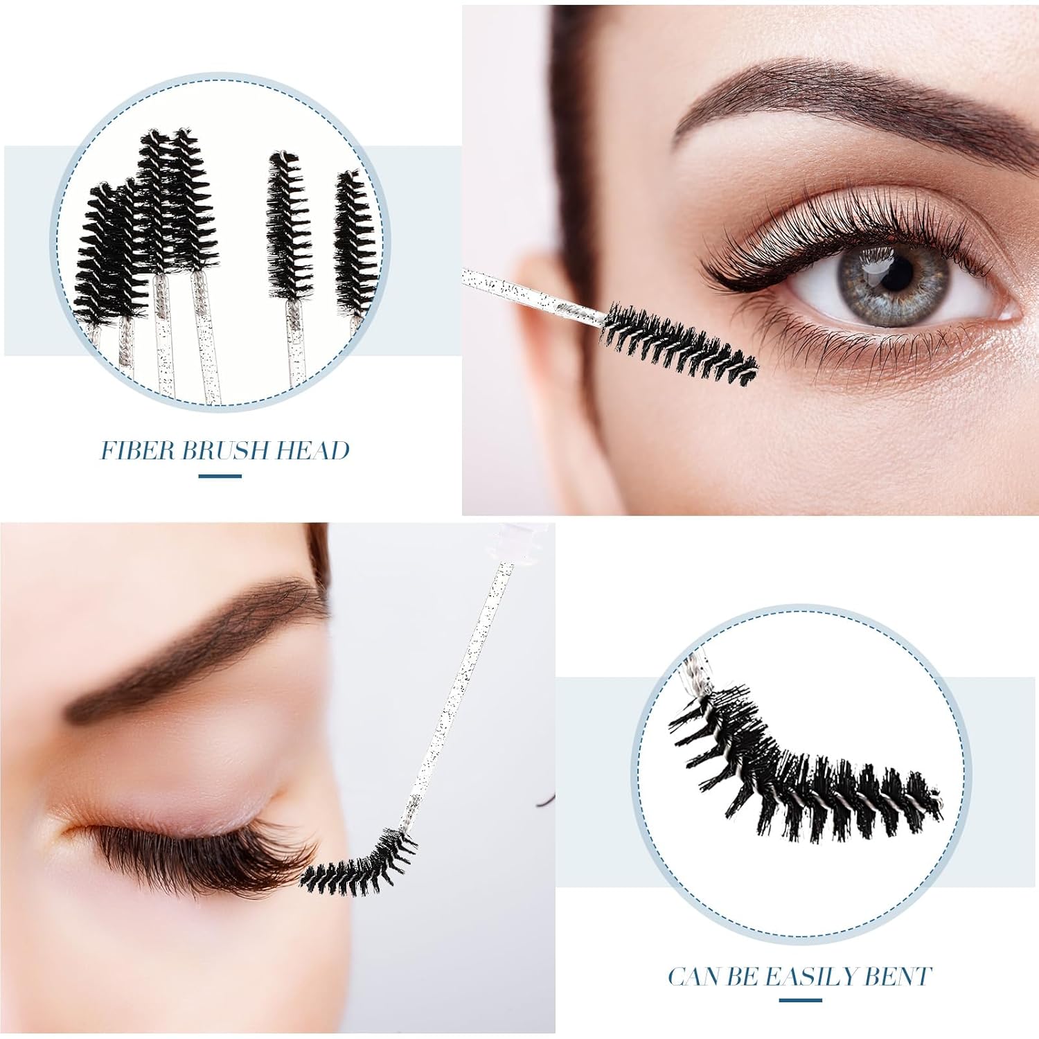 Patelai 80 Pieces Disposable Mascara Brushes Tubes Set, 40 Pcs Empty Mascara Wand Tube with 40 Pcs Eyelash Brush Makeup Tool for Eyelash Extension (Black Sequins Style)