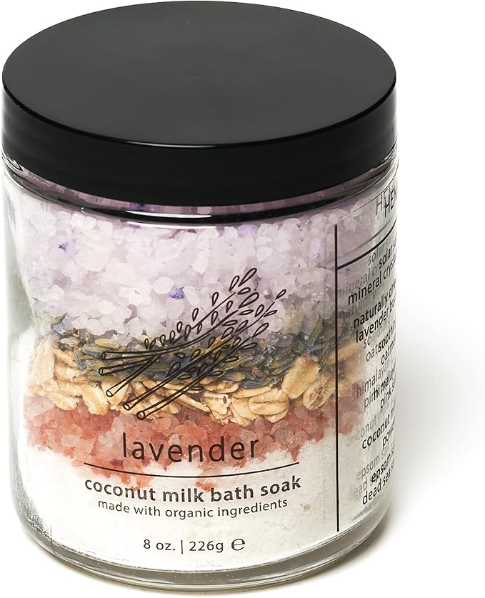 Hemlock Park Lavender Coconut Milk Bath Soak | Organic Coconut Milk, Botanicals, Dead Sea, Epsom, and Himalayan Pink Mineral Salts | 9.5 oz Jar