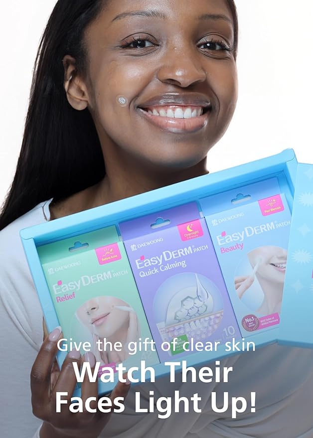 EasyDerm 3-Type Pimple Patches Gift Set, Acne care soluution, Korean Spot Patch to Cover ZitsㅣQuick Calming(10ea) + Relief(42ea) + Beauty Patches(42ea)ㅣTeen girl gifts trendy stuff