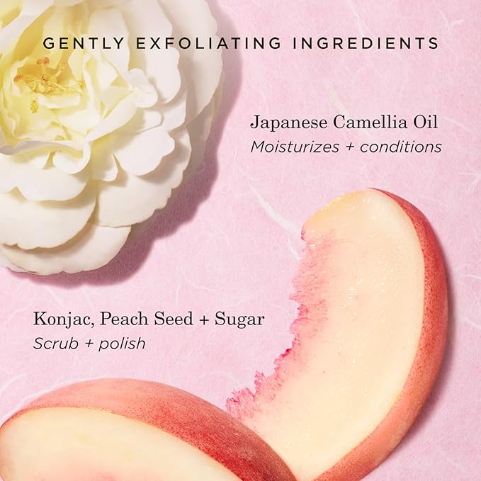 Tatcha Kissu Lip Scrub, Moisturizing Lip Exfoliant with Peach Seed Scrub for Polish, Smooth Lips