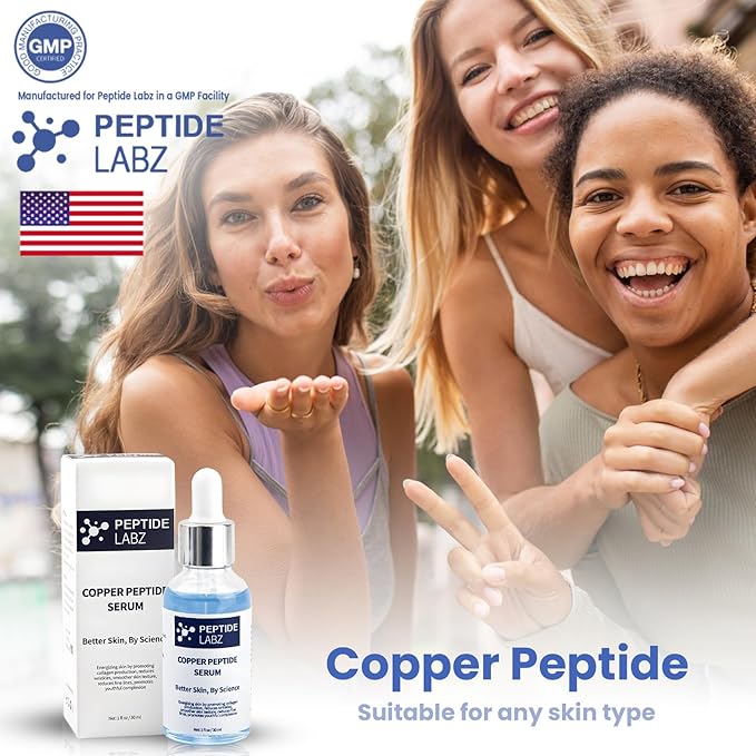 Copper Peptide Serum for Face - Anti Wrinkle - Hyaluronic Acid - Increase Collagen - 1oz/30ml - Anti Aging for Skin
