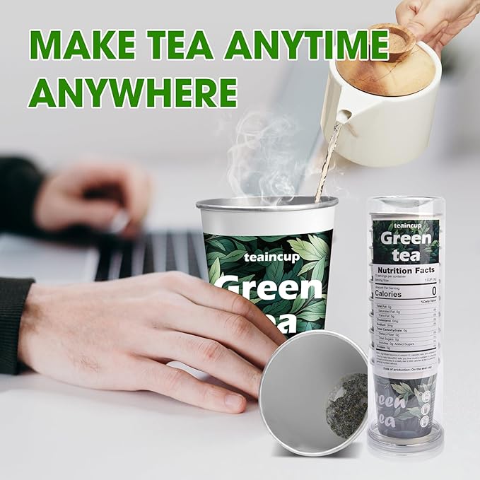 10 Pre-Filled Tea Set Cups with Premium Tea – Ready to Brew Hot or Iced, Eco-Friendly Convenient Ideal Gift Set for Women/Men, Includes Loose Leaf for Travel & Office