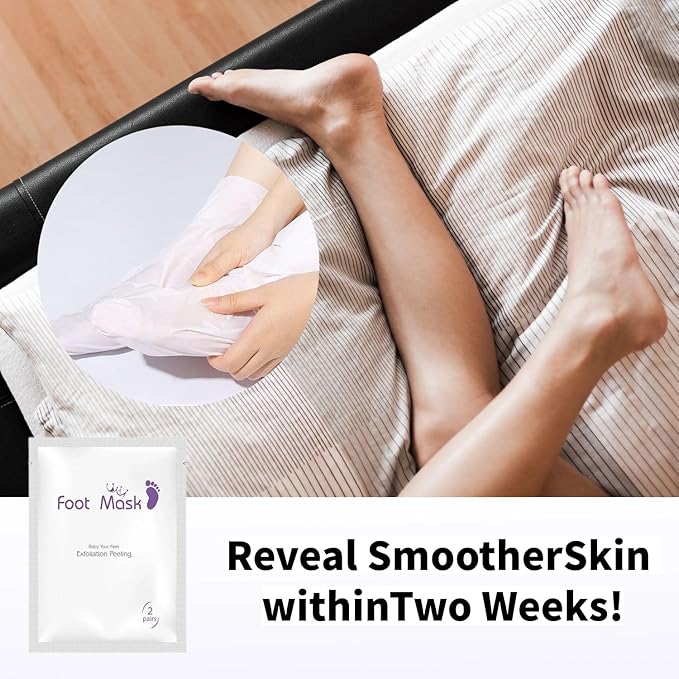 Exfoliating Foot Peel Mask for Dry, Cracked Heels - Moisturizing Foot Mask for Dead Skin & Callus Removal, Lavender Scent, 2 Pack - Foot Spa Treatment for Men & Women