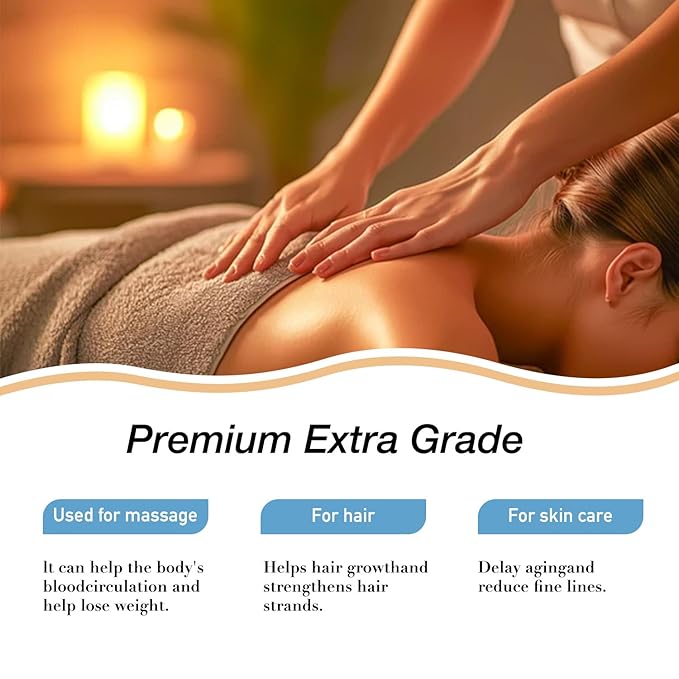 Coconut Oil - Carrier Oil for Hair Growth,Relaxing Massage and Body Oil, Pure Non-Greasy Coconut Oil for All Hair Types and Skin(Coconut Oil, 8 Fl Oz)