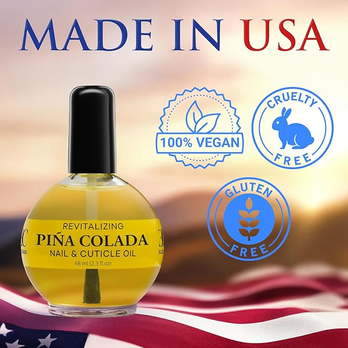 Moisturizing Cuticle & Nail Care Oil 2.3 Fl Oz - Pina Colada Scented – Infused with Jojoba Oil, Aloe, Vitamin E – Nail & Cuticle Hydration, Repair, Moisturizer, Strengthener, Growth