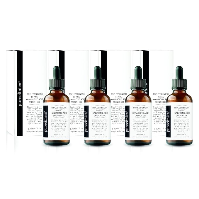 Triple Strength B5 (6.5%) and Hyaluronic Acid (4%) Drench Gel (w/Vit C 10% and E 2.5%) – 30ml / 1 fl oz (4 bottles)