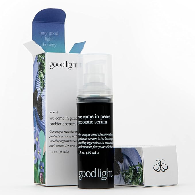 good light We Come in Peace Microbiome Serum, Face Serum That Helps Hydrate, Protect, Nourish and Promote Skin Cell Turnover, Made with Bakuchiol and Blue Tansy (1.2 fl oz)