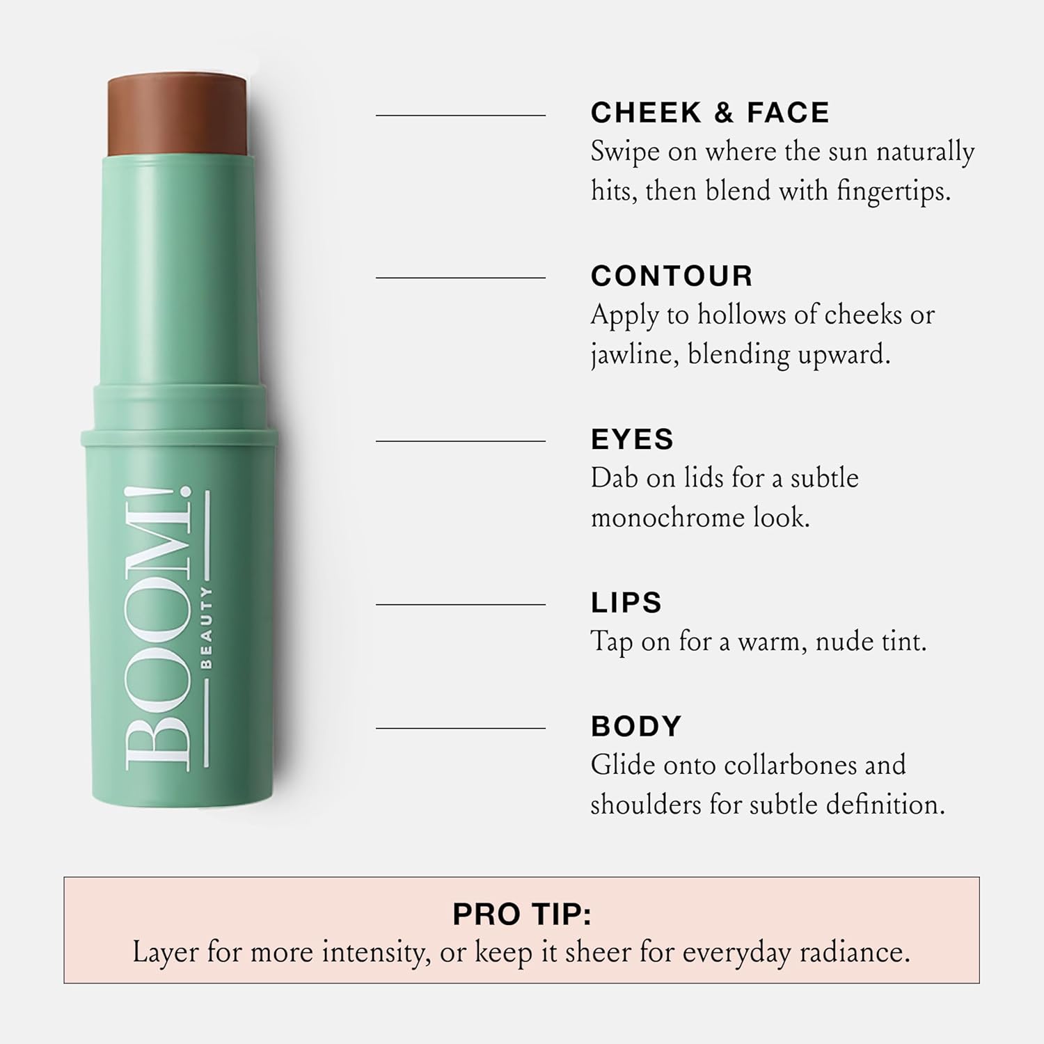 BoomStick Bronze ™ 3-in-1 Cream Blush Stick for Eyes, Lips & Cheek, Long-Wearing Blendable & Building Color Vegan Lipstick Pen for All Skin Types Boom Stick By Cindy Joseph