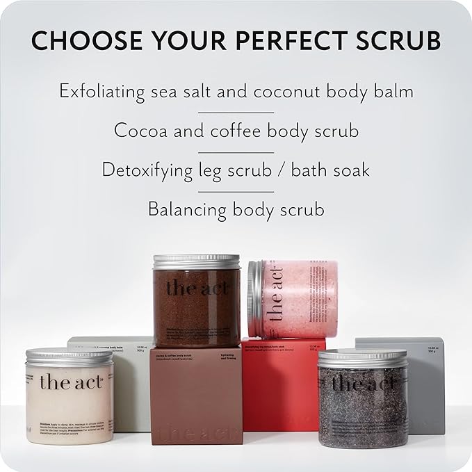 Salt Body Scrub with Cocoa & Coffee Oil, Vitamin E, Menthol - Exfoliating Body Scrub for Moisturizing Skin, Cleansing - Home Spa Care, Gift for Women Men, Vegan, Organic 10.58 Oz