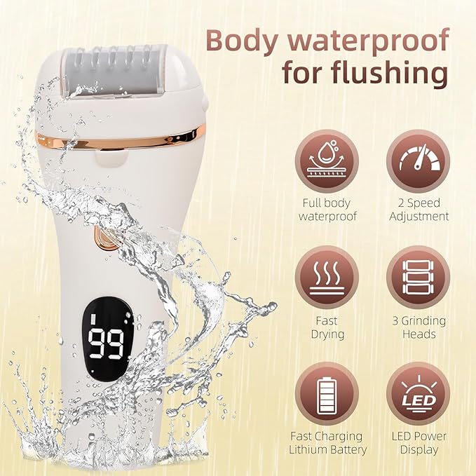 Electric Callus Remover for Feet, 17-in-1 Professional Pedicure Kit, Foot Scrubber Electric Foot File for Hard Cracked Dry Dead Skin, 3 Rollers, 2 Speed, Battery Display