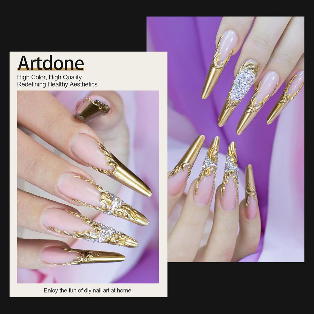 Artdone Chrome Nail Powder, Light Gold Iridescent Aurora Powder Metallic Mirror Effect Pigment Pearlescent Mermaid Pigment Pearl Glitter Dust Kit, Nail Art Decoration, Resin Craft