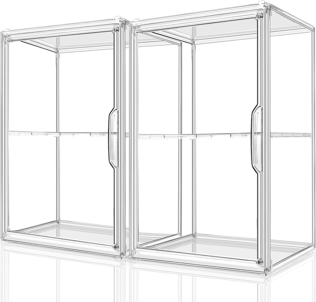 2Pack Makeup Organizer Storage, Large Capactiy Acrylic Bathroom Organizer, Clear Cosmetics Organizer Bins with Division Board for Vanity, Skincare, Countertop Storage and Display Case