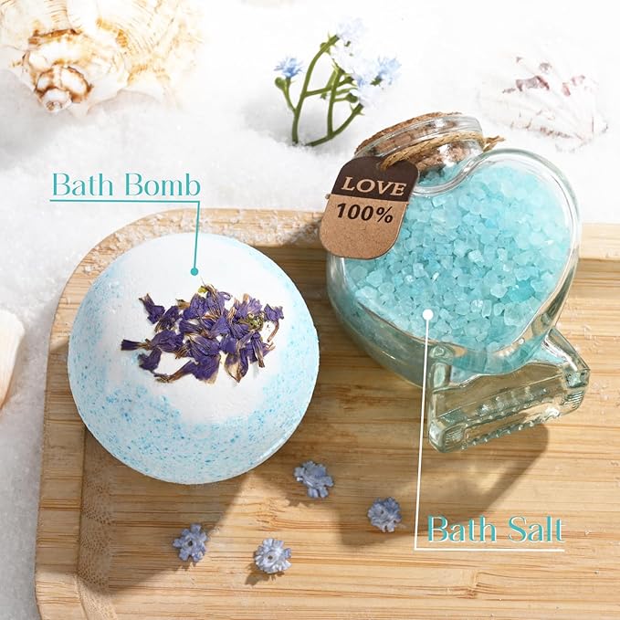 FRAMICS Spa Gifts for Women, Relaxing Spa Gift Baskets, 8-Piece Blue Set