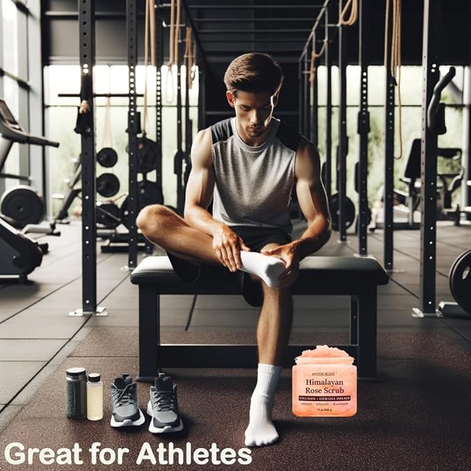 Himalayan Salt Body Scrub 12 oz - with Collagen and Stem Cells - Exfoliating Salt Scrub for Cellulite - Deep Cleansing for Acne, Scars, Wrinkles - Moisturizes Skin