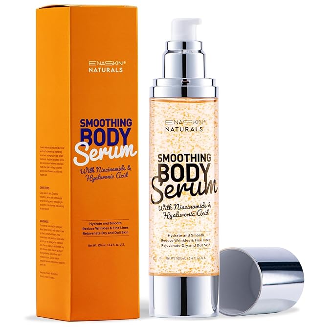 Enaskin Naturals Smoothing Body Serum Lotion for Dry and Crepe Skin: Anti-Wrinkle, Hydrating, Firming with Hyaluronic Acid & Niacinamide, Non-Greasy, for All Skin Types