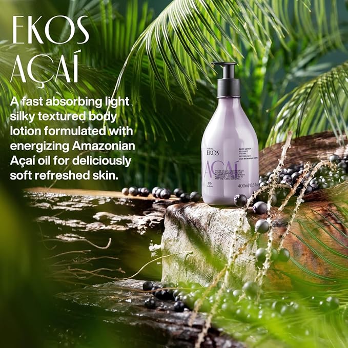 natura - Ekos Açaí Revitalizing Body Lotion Refill - Vegan Skin Care - 24 Hours of Soft Skin - Improves Skin Elasticity - Acai Oil - Brazilian Beauty Secrets - Body Care - 13.5 fl oz (400ml)