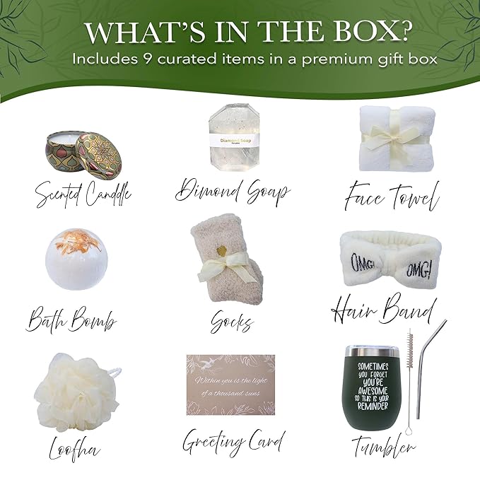 Mother’s Day Gifts for Mom – Spa Gift Box with Tumbler, Bath Bomb, Loofah, Candle. Self Care Sympathy Gifts for Women Thinking of you, Happy Birthday, Care Package for Mom, Wife, Grandma, or Friend