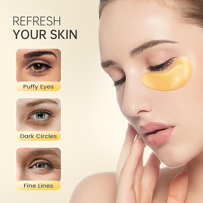 30 Pairs 24K Gold Under Eye Patches Face Masks Dark Circles Puffy Eye Bags Collagen Skincare Spa Trip Eye Mask Gift