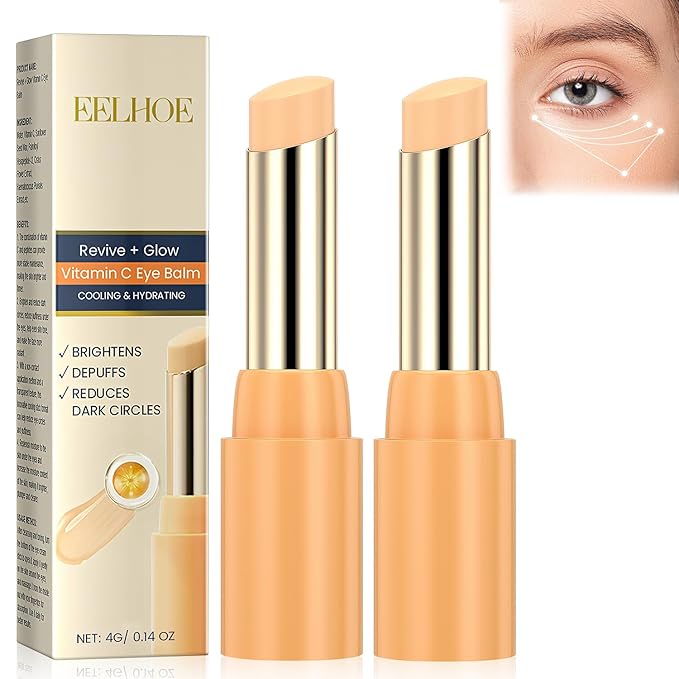 Revive + Glow Vitamin C Eye Balm (0.14 oz),Moisturizing & Hydrating Eye Cream, Brightening and Reducing Dark Circle, Firming Eye Cream (2 PCS)