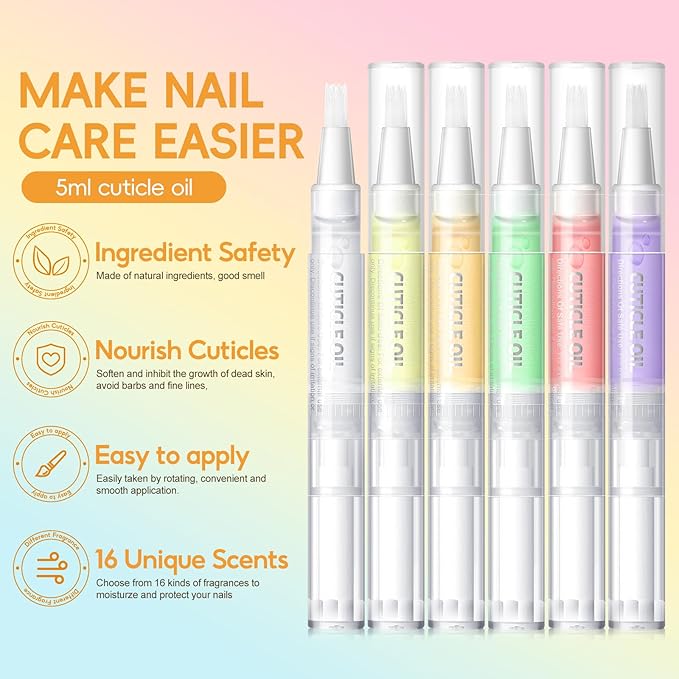 COSCELIA 16PC Cuticle Oil Pens for Nails Care Cuticle Oil Kit Moisturizer Nail Oil Tube Manicure Tools Set DIY at Home for Women