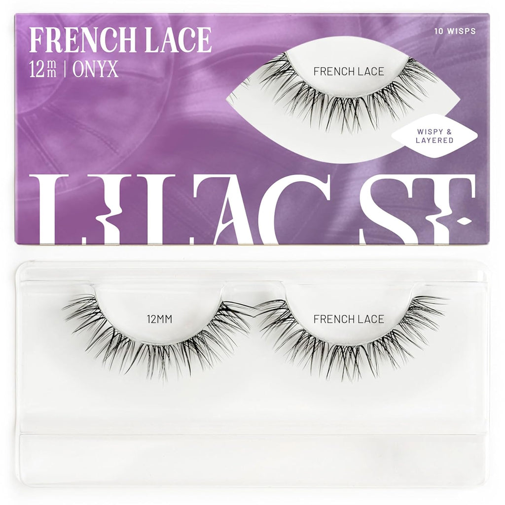 Lilac St - French Lace Glamorous Faux Eyelash Clusters (12mm) - Delicate & Wispy - DIY Lash Extension Wisps - Lightweight & Lifelike - Korean Silk - Lasts 10 Days - Cruelty Free, Vegan - 10 Lashes