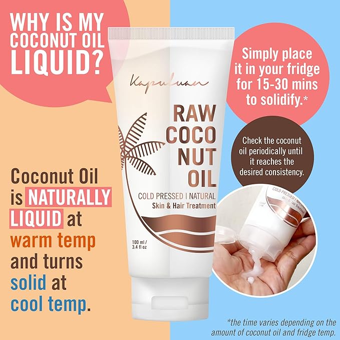 Coconut Oil for Hair, Skin - Extra Virgin Cold Pressed Oil with MCTs for Body Care or Haircare, Hair Growth, Aceite de Coco Natural, Baby, Dogs, Pets Travel Mini Tube (5 x 25ml)